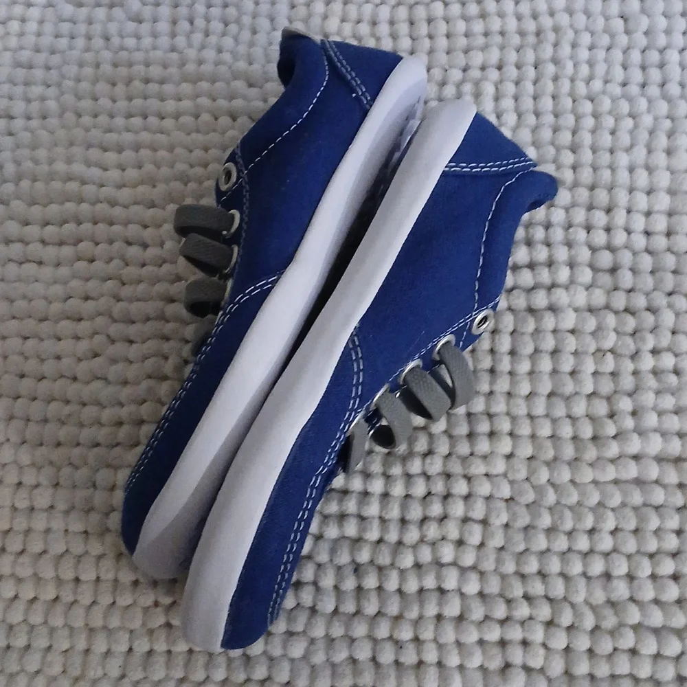 Kids Blue Canvas Sneakers - Casual Slip-On Style